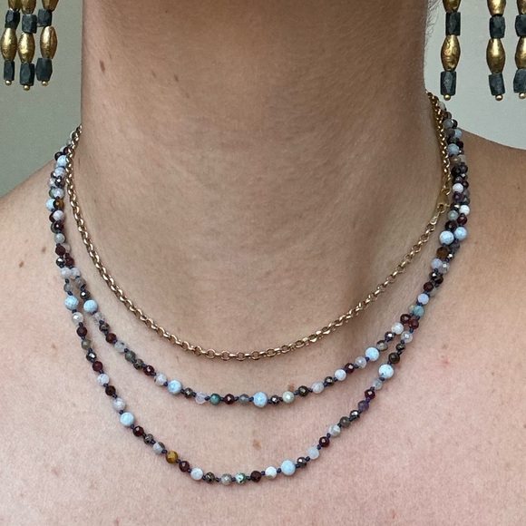 Handmade hand knotted mixed gemstone bracelet or double layer necklace - Picture 8 of 11